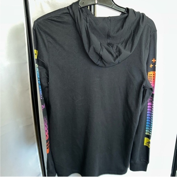 Adidas Kids Black Hoodie with Colorful Sleeve Graphics - Picture 2 of 5